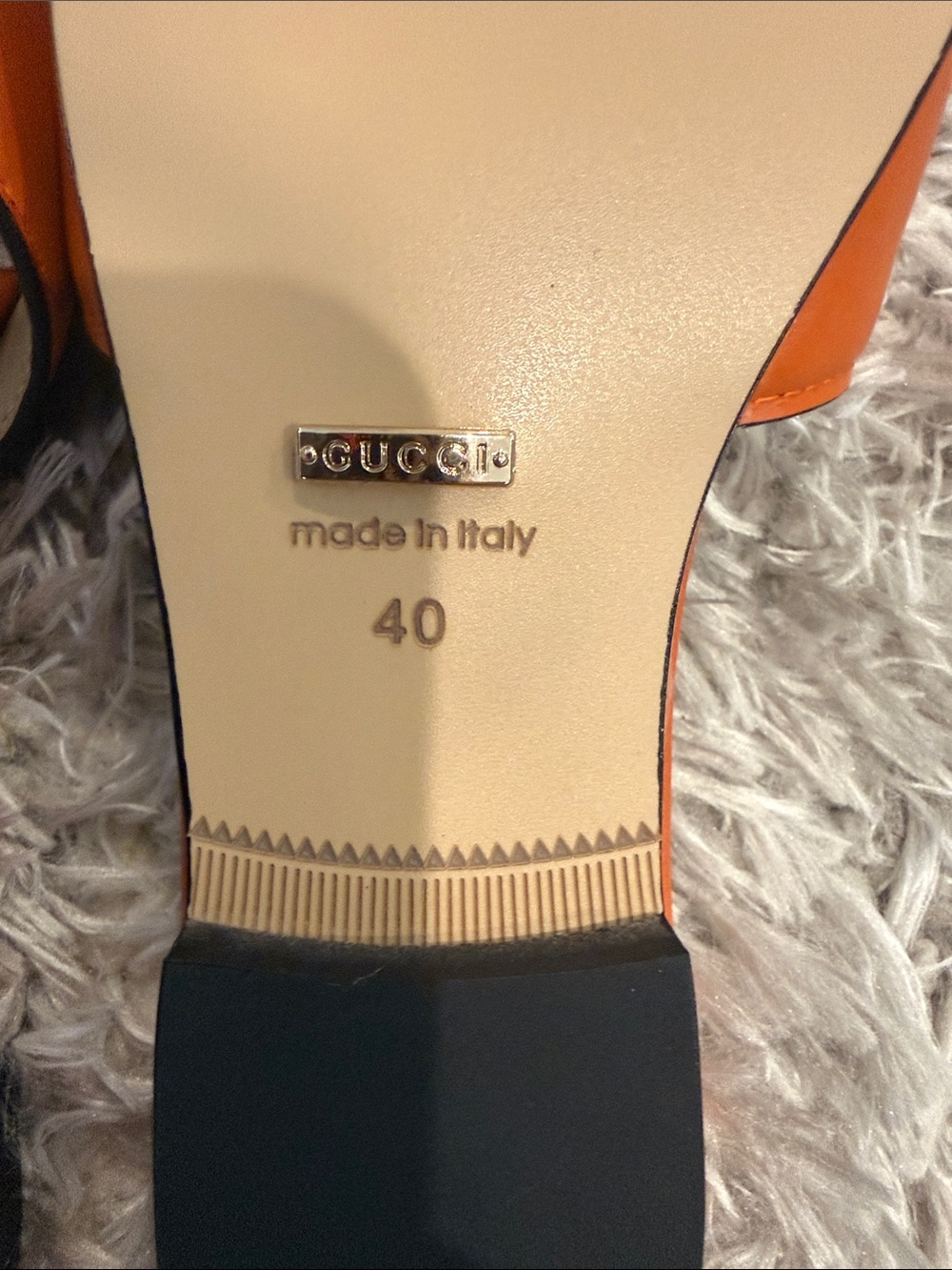 Gucci Orange Leather GG Slide Sandals (1) - Picture 5 of 6